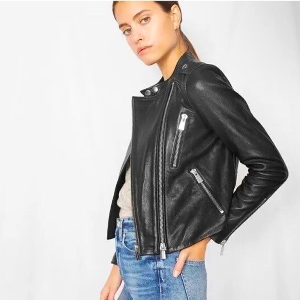 Anine Bing Bowie Leather Biker Jacket in Black - Picture 2 of 16